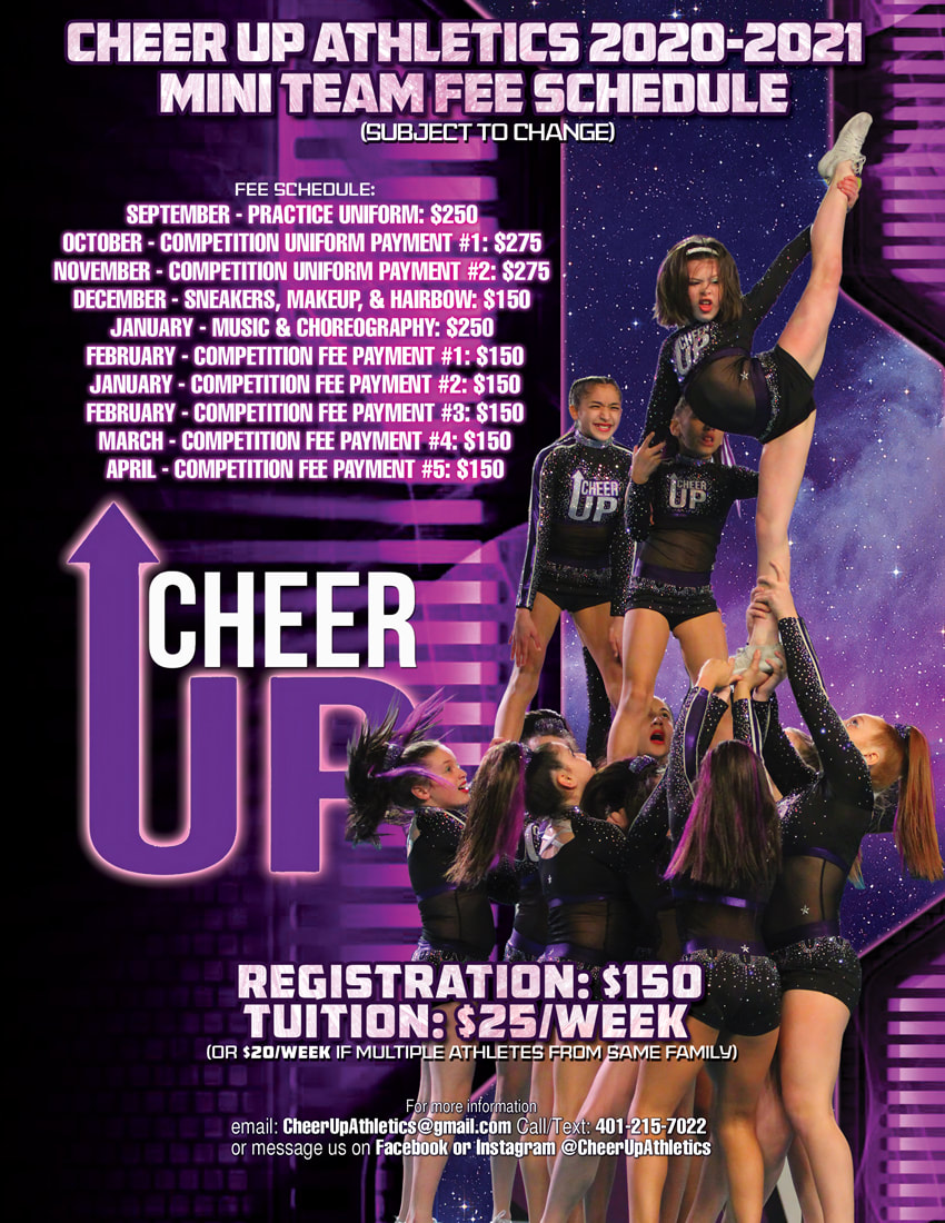 Cheer UP Mini Team Full Year Fee Schedule Flyer Design Rhode Island Cheer Squad designs with 11 person cheerleading team