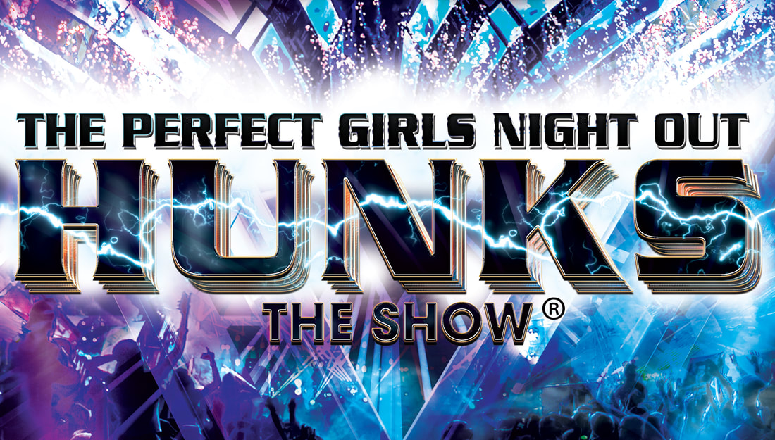 Hunks The Show Perfect Girls Night Out Logo Design With Lightshow Lightning and Crowd